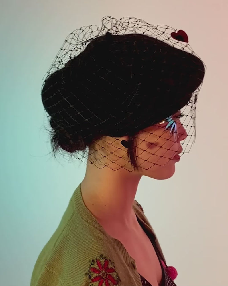 misaharada ミサハラダ 高級ハット　帽子　ベレー　イギリス製　ブラック misaharada ミサハラダ 高級ハット 帽子 ベレー イギリス製 ブラック